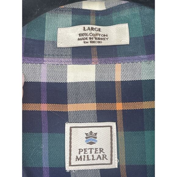 Peter Millar Shirt Mens Large Green Plaid Button Down Preppy Business Academia - Picture 3 of 9
